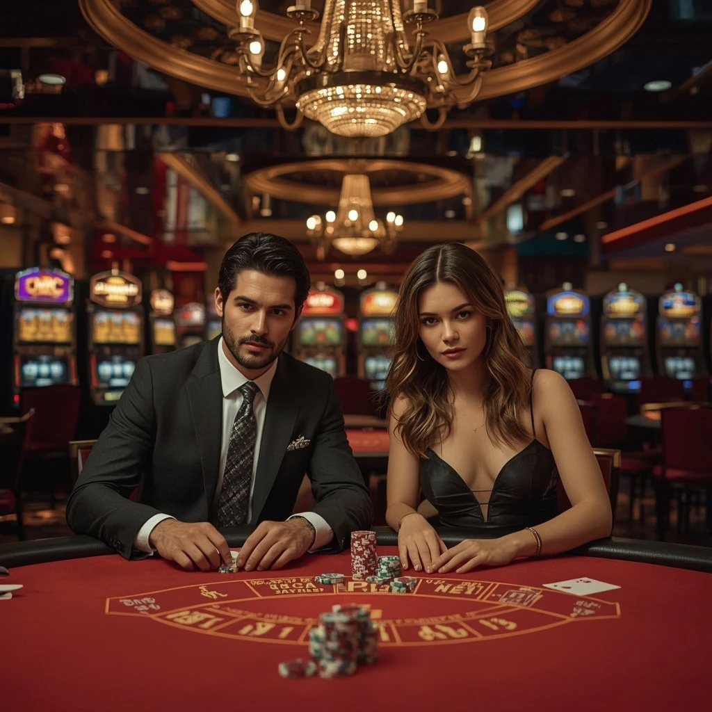 Deux joueurs de poker au Casino AMUNRA